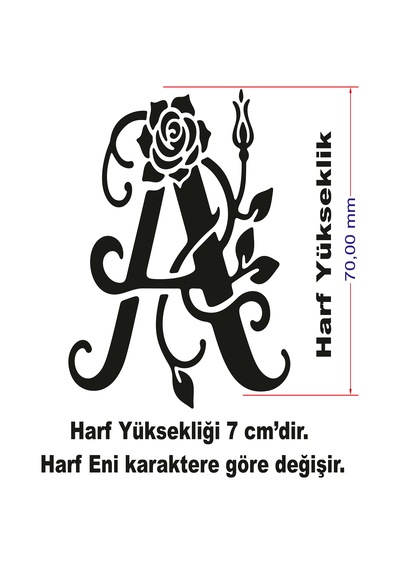 Stencil Harf Boyama Şablonu X047 Harf Yüksekliği 7 Cm