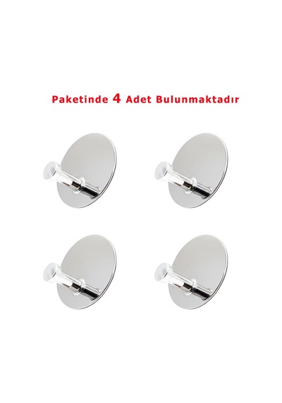 Glare Mantar Kendinden Yapışkanlı Askılık Tekli Yuvarlak Krom 4 Lü Paket Krom