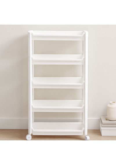 5 Katlı Tekerlekli Sepet Organizer Raf Ünitesi 465x145x850 Mm Çok Renkli