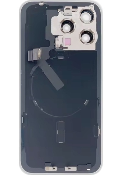 Pazly Apple Uyumlu iPhone 15 Pro Max Cam Pil Arka Kapak, Flaş Braketi + Kablosuz Şarj Siyah