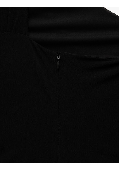 Koton Astarlı Aksesuar Detaylı Slim Fit Drapeli Mini Tek Omuz Elbise Siyah 5sak80070ek Siyah Koton Astarlı Aksesuar Detaylı Slim Fit Drapeli Mini Tek Omuz Elbise Siyah 5sak80070ek Siyah