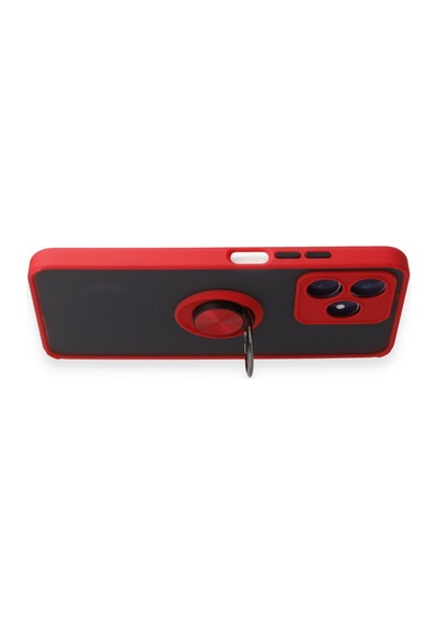 Realme C53 Uyumlu Kılıf Montreal Yüzüklü Silikon Kapak - Kırmızı