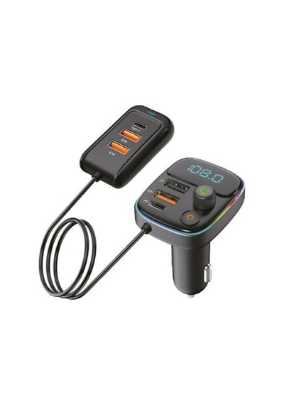 Pd 30w Hızlı Şarj & Rgb Led Işıklı Araç Fm Transmitter 6 Multi-port 5v 3.1a Usb 1m Kablolu