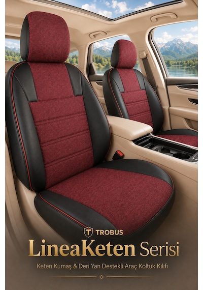 Volvo S80 2018 Ve Sonrası Uyumlu Lineaketen Serisi Bordo Kırmızı Oto Koltuk Kılıfı