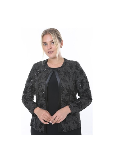 Ladies First Büyük Beden 3804 Siyah Ceket+bluz Takım 001