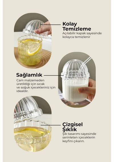 Cam Pinterest Bardak, Cam Pipetli Kahve Limonata Meşrubat Çay Kokteyl Sunum Bardağı Şeffaf