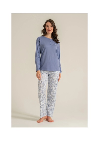 Angbutik Pierre Cardin Pc9270-s Kadın Uzun Kollu Pijama Takımı mavi
