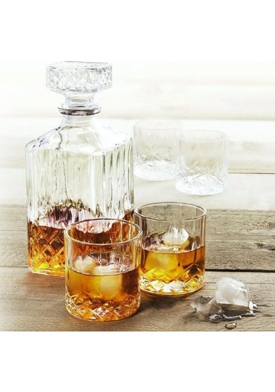 Homeplaceeu Viski Ve Şarap Dekantör Seti, 900 Ml, 4 Viski Bardağı, 230 Ml, Hediye Kutusunda Çok Renkli