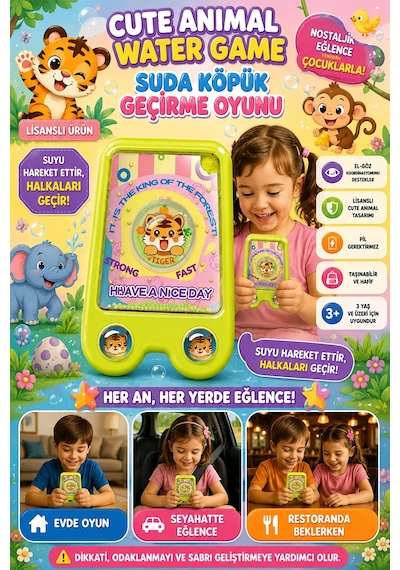 Suda Halka Köpük Geçirme Oyunu Sevimli Hayvanlar Dünyası Duyusal Gelişim Destekli Nostaljik 2586bk-b