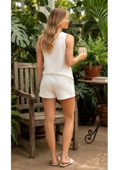 Suısy Ivory Sıfır Kol Şortlu Pijama Takımı Çok Renkli