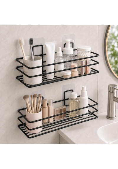 Yapışkanlı Metal Raf İkili Set, 2'li Yapışkan Duvar Rafı Diğer