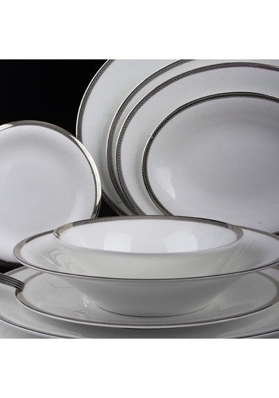 Evaliza Coupe Sade Paisley Platin 101 Parça 12 Kişilik Yemek Takımı