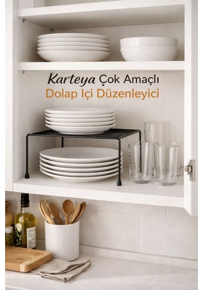 Karteya Çok Amaçlı Dolap İçi Düzenleyici Mutfak Düzenleyici Siyah