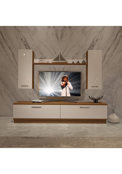 Decoraktiv Eko 5db Slm Std Tv Ünitesi Tv Sehpası Ceviz - Beyaz