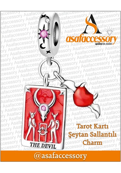 Tarot Kartı Şeytan Sallantılı Charm Çok Renkli
