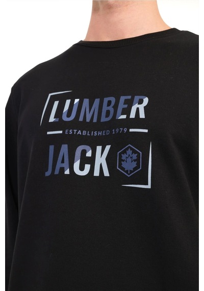 Lumberjack Ola 16id26-1 0 Yaka Erkek Sweat - Siyah
