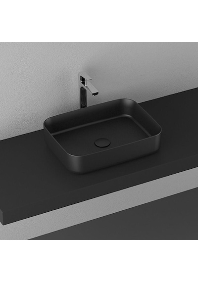 Isvea Infinity Tezgah Üzeri Lavabo 50CM Mat Siyah 10Nf65050-2N