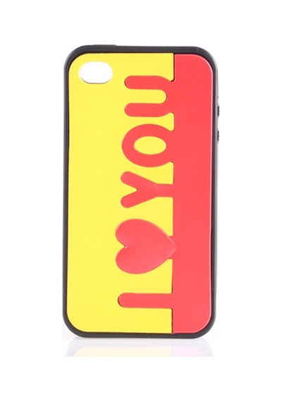 Apple Uyumlu iPhone 4 / 4s Taraftar G Silikon Kılıf Sarı-kırmızı