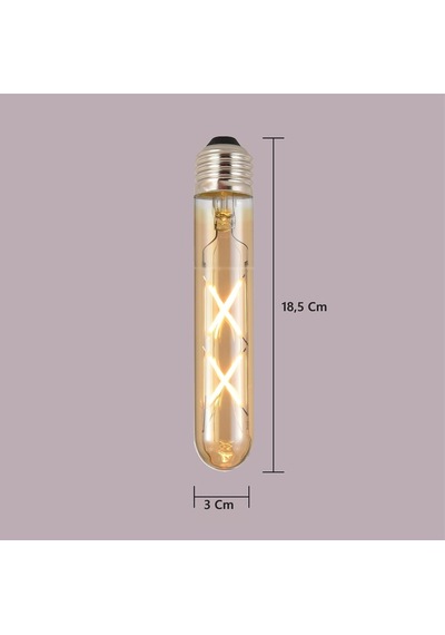 Ayrex Vintage Led Ampul, E27, 4w, 2500k Sıcak Sarı Işık, Amber Cam, 18,5 Cm, Rustik Ampul Amber Renk Çubuk Cam Retr
