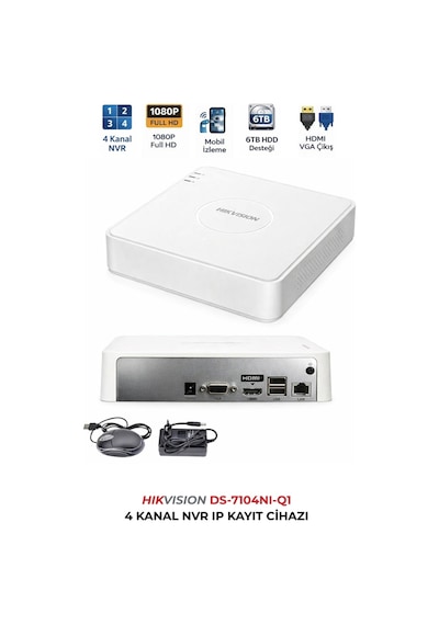 Ds-7104nı-q1 4 Kanal Nvr 6mp Canlı İzleme Destekli