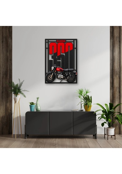 Klasik Kırmızı Motosiklet - Metal Tablo - Dec0314 58 X 80 Cm Çok Renkli