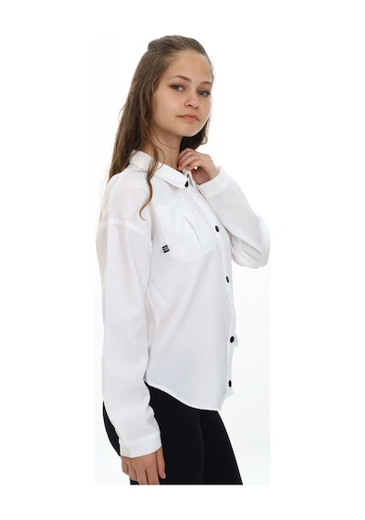Toontoy Kız Çocuk Regular Fit Asimetrik Kalıp Düşük Omuz Uzun Kollu Basic Poplin Gömlek - Tek Cepli Beyaz Toontoy Kız Çocuk Regular Fit Asimetrik Kalıp Düşük Omuz Uzun Kollu Basic Poplin Gömlek - Tek Cepli Beyaz