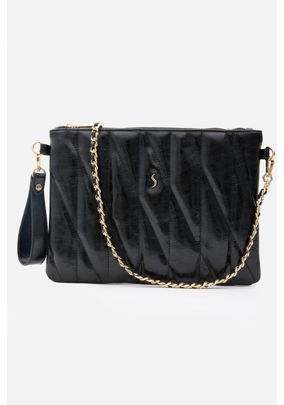 Santini Mila Kapitone El, Omuz Ve Clutch Çanta Siyah