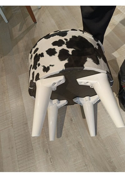 Mercan Mobilya Leopar Desen Bench Puf 43 Cm Beyaz /beyaz Ayak Beyaz