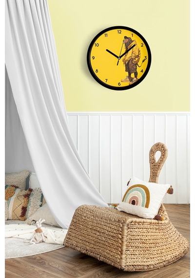 Cool Aslan Tasarım Modern Duvar Saati - 25cm - Önü Camlı Siyah Kasa - Sessiz Mekanizma-jh0523 Siyah