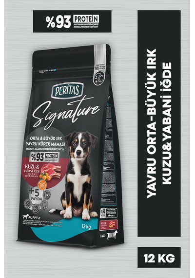 Peritas Signature Kuzulu Orta ve Büyük Irk Yavru Köpek Maması 12 KG