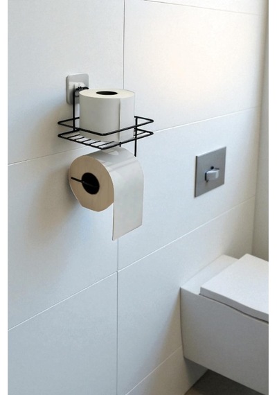 Yapışkanlı Tuvalet Wc, Stickerli Tuvalet Kağıtlığı Siyah Siyah
