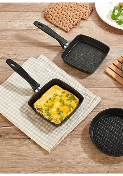 12 Cm Granit Sos Tavası Mini Tereyağı Tavası, Yapışmaz Küçük Tava, Yumurtalık, Sos Ve Tereyağı Eritme İçin Tek Kişilik Mutfak Tavası Kare Çok Renkli