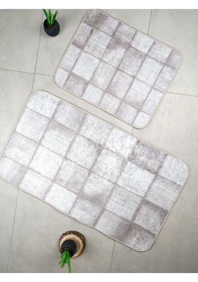 Dijital Baskılı Yıkanabilir Kaymaz Taban 2li Banyo Halısı Paspas Klozet Takımı 6388b