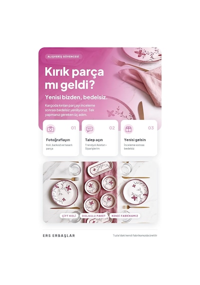 Verna Pembe 14 Parça 6 Kişilik Kahvaltı Takımı, Lüx Kahvaltı Seti Diğer