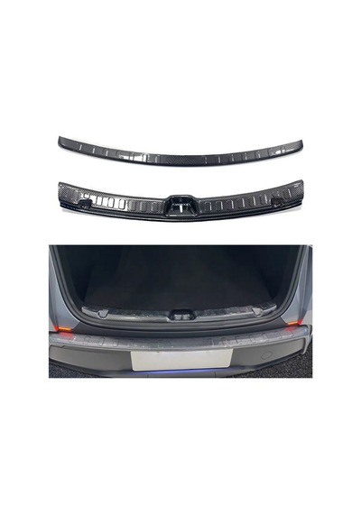 Red Lion Parts Tesla Model Y Juniper Abs Karbon Fiber Arka Bagaj Eşiği+arka Tampon Eşiği Koruyucu Set 2parça