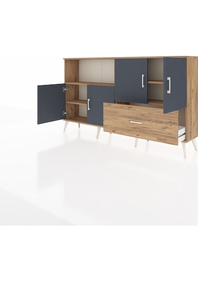 Arges Konsol 4 Raflı Tek Çekmeceli 4 Kapaklı 176x30x99 Çam-antras Çam-antrasit/çam Arges Konsol 4 Raflı Tek Çekmeceli 4 Kapaklı 176x30x99 Çam-antras Çam-antrasit/çam