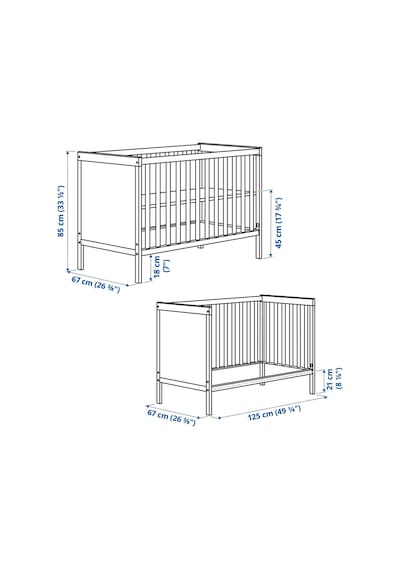 Bebek Karyolası Açık Gri Renk 60x120 Cm Bebek Beşik Açık Gri