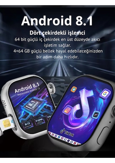 Wearfitpro Hw S10 Call Btk Sim Kartlı Kameralı Yapay Zeka Android Amoled Ekran Akıllı Saat