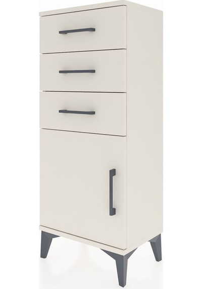 Arges Komodin Tek Raflı 3 Çekmeceli Tek Kapaklı 44x30x106 Aytaşı-aytaşı Aytası