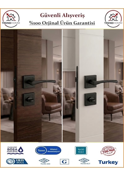 Çelebi Bravo Rozetli İç Kapı Kolu - Mat Siyah - Wc Banyo