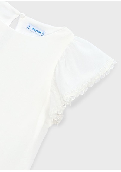 Kız Çocuk Şifon T-shirt Ekru