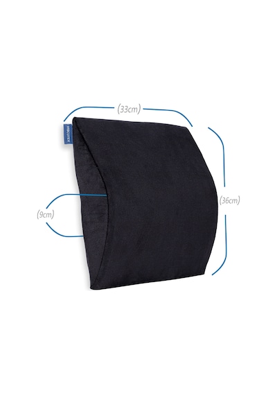 Visco Ortopedik Araç Bel Dayama Minderi 35x33x9 cm, Siyah
