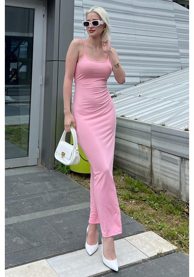 Madmext Pembe Uzun Asklı Basic Elbise Mg1852-pembe Pembe
