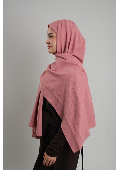 Giverny Pembe Düz Klasik Ria Şal İtalyan Dikişli Pamuk Caz Sade 202130 04