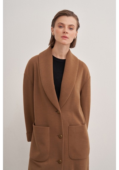 Aker 22123111 Geniş Cep Detaylı Hırka Camel Camel