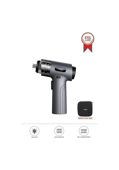 Torima Tts-01 Gri 30 Parça Sarjlı Tornavida Seti Led Işıklı, Mıknatıslı, Type-c