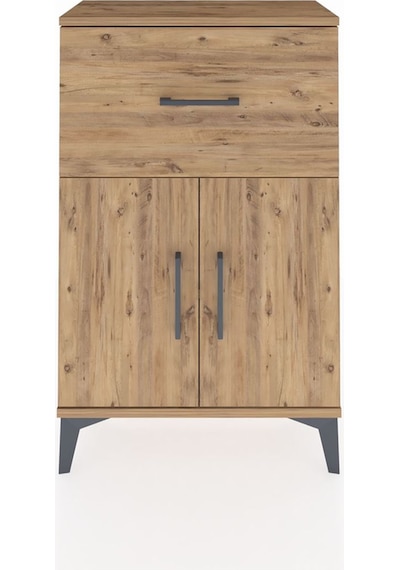Arges Komodin Tek Raflı Tek Çekmeceli 2 Kapaklı 60x30x96 Çam-çam Çam