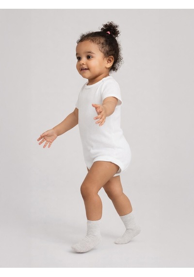 Civil Baby 5'li Çıtçıtlı Badi Seti Pamuklu Kısa Kol Ribana Bebek Atlet Badi - Beyaz
