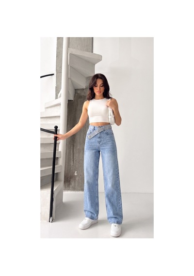 Kene Jeans Kemer Taş Detaylı Taş İşlemli Straight Jean Taş