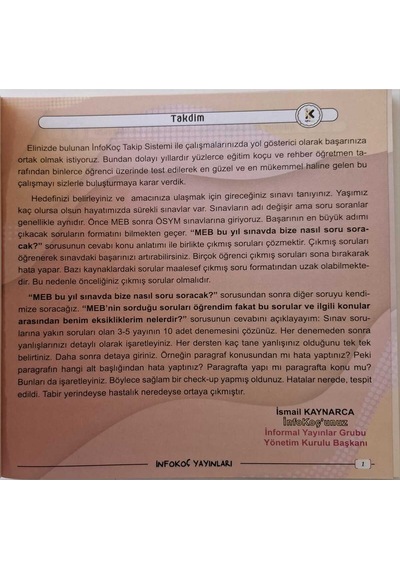 2026 7.sınıf Infokoç Yayınları Öğrenci Takip Sistemi (40 Haftalık, Detaylı, Konu Soru Video Takip)
